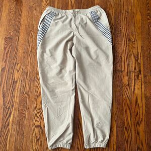 Adidas Track Pants Athletic Gym Leg Nylon Run Joggers Beige Tan Size Large